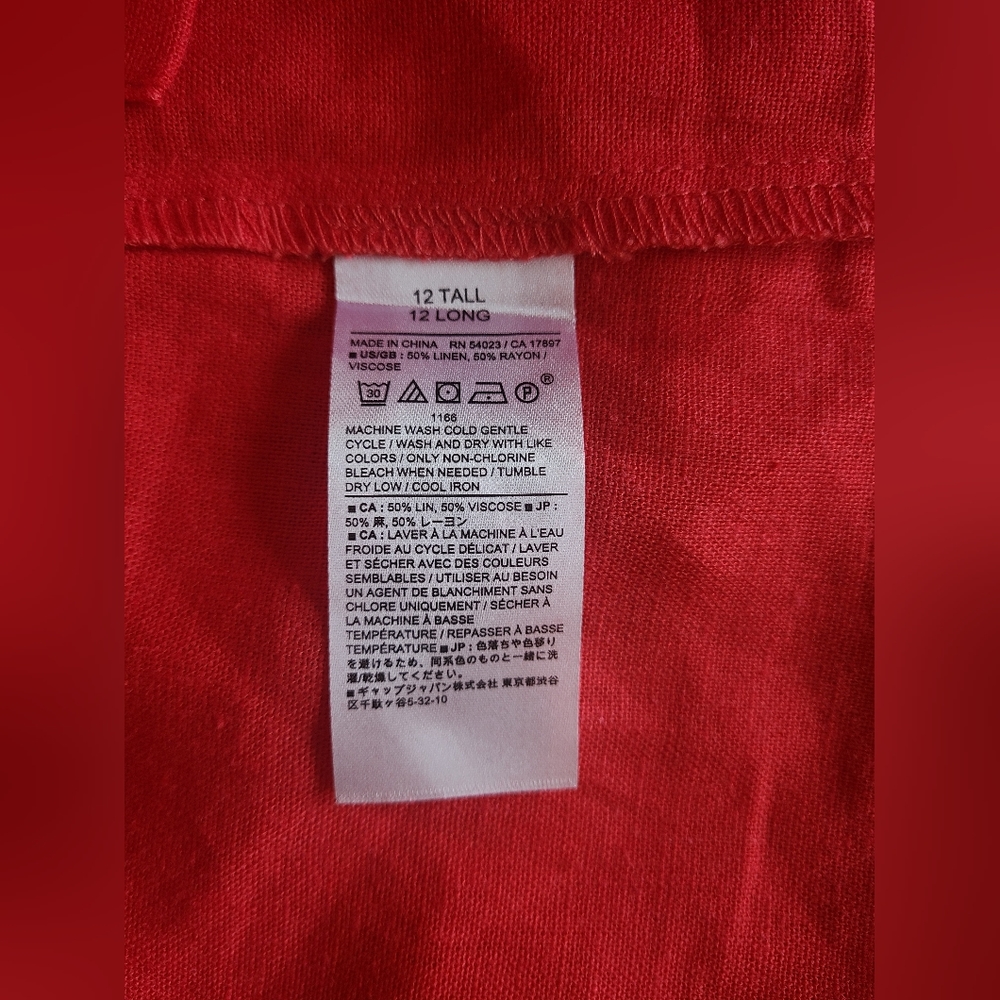 Banana Republic Red Linen Blend Seamed Mini Skirt With 2 Front Pockets Size 12T‎ - Picture 5 of 5
